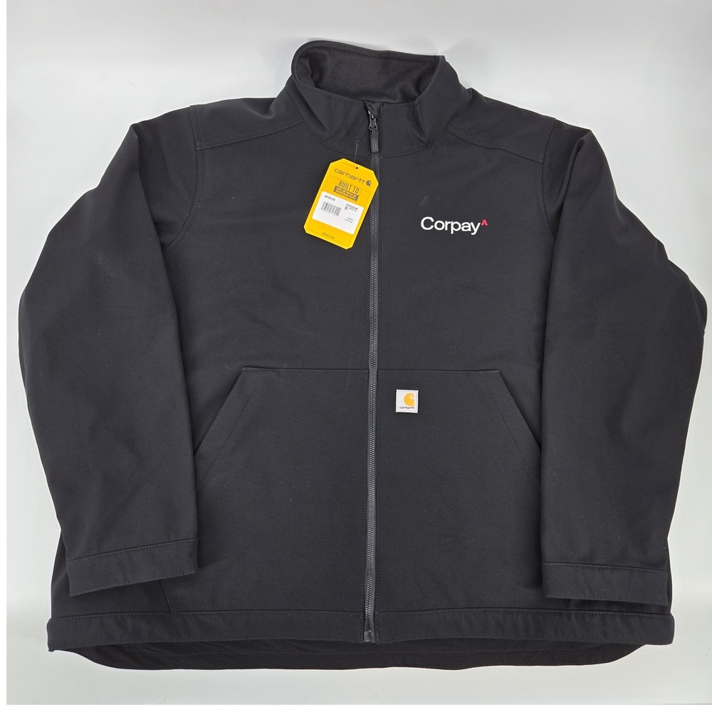 Carhartt Rain Defender Softshell Jacket Womens 2X Black Corpay Logo Workwear NWT